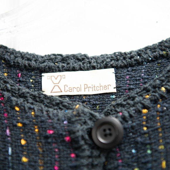 Carol Pritcher VTG Hand Knit Sweater Wearable Art Granola Girl Hippie Earth Boho - Picture 3 of 5